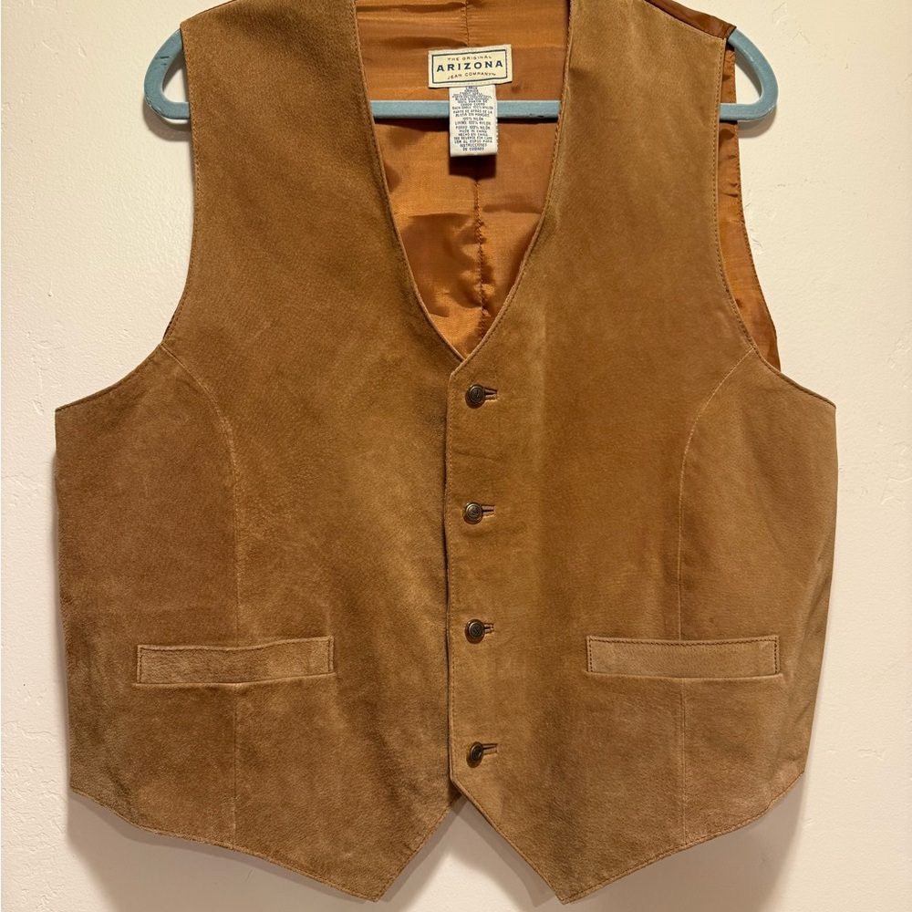 Arizona Jean Company Western Rodeo Ranch Leather Men's Tan Vest
